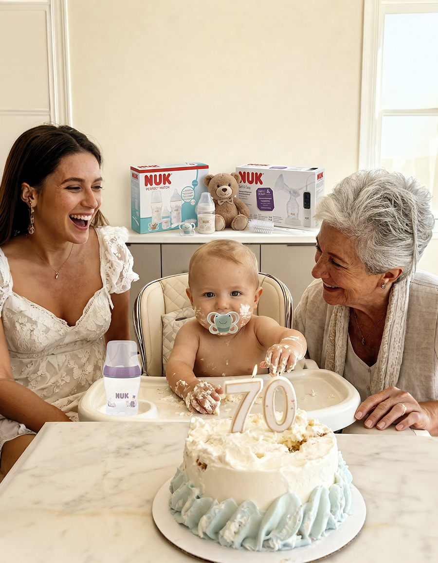 Abuela, madre y bebé — tres generaciones con NUK